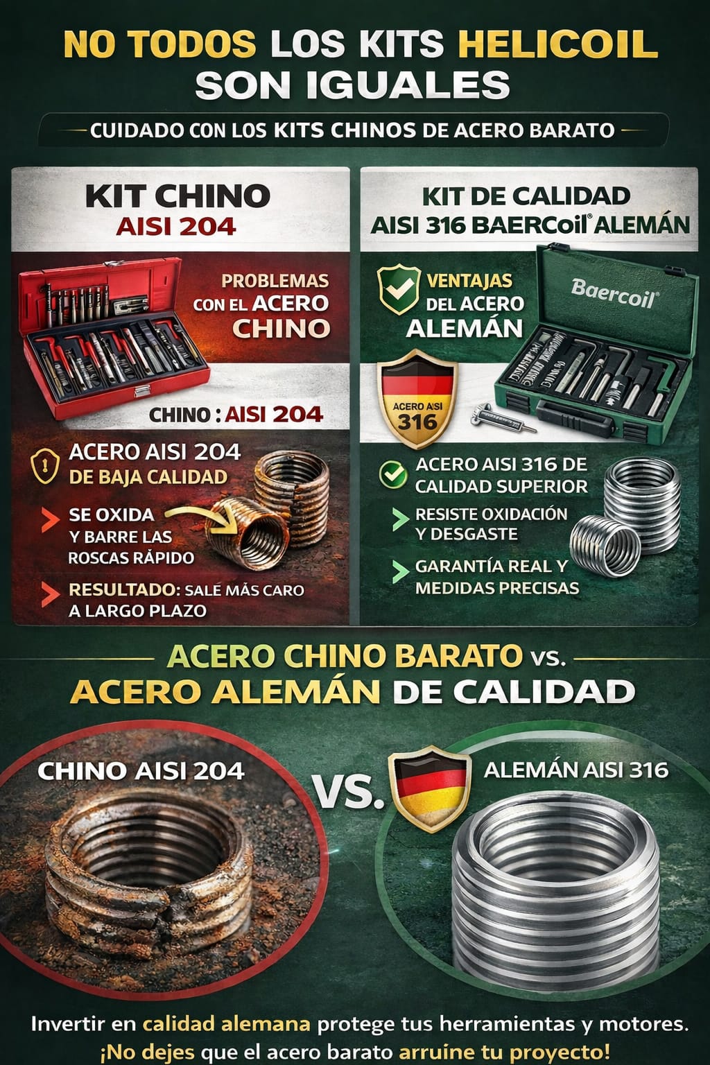 Kit Helicoil M6x1.0 Profesional para Reparación de Roscas