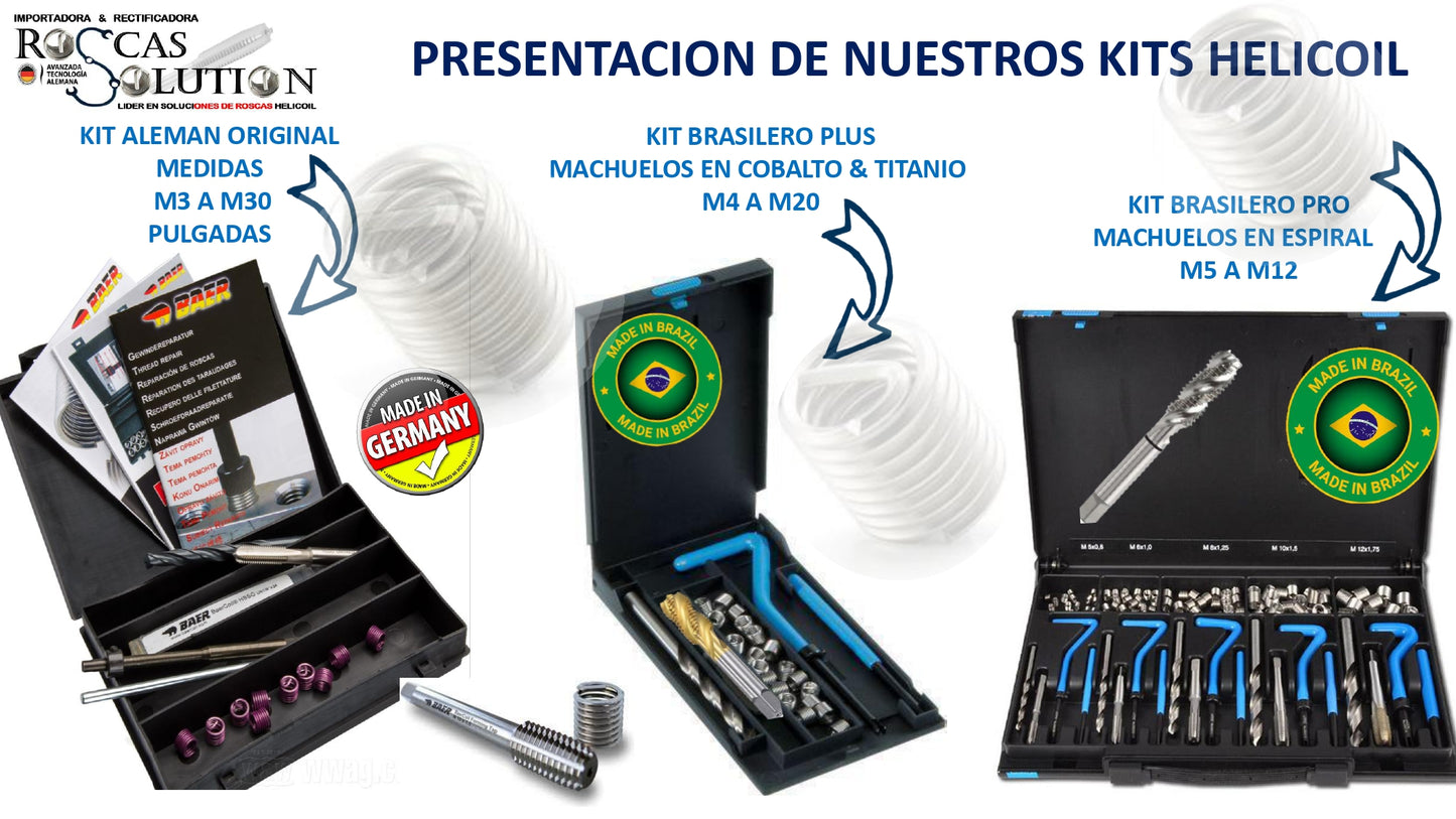 REPARADOR DE ROSCAS HELICOIL PROFESIONAL X 5 MEDIDAS