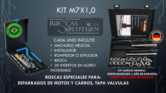 Kit Helicoil M7x1.0 Profesional para Reparación de Roscas