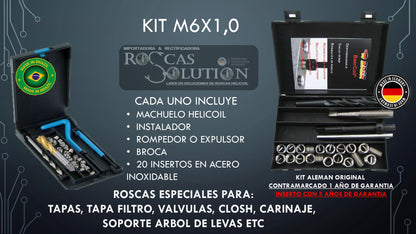 Kit Helicoil M6x1.0 Profesional para Reparación de Roscas