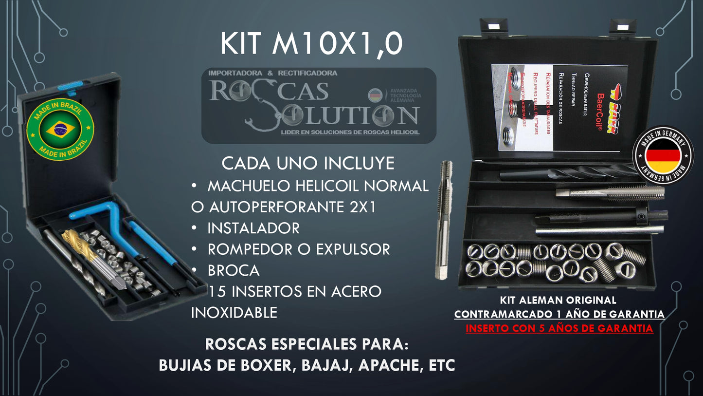 REPARADOR DE ROSCAS HELICOIL PROFESIONAL X 5 MEDIDAS