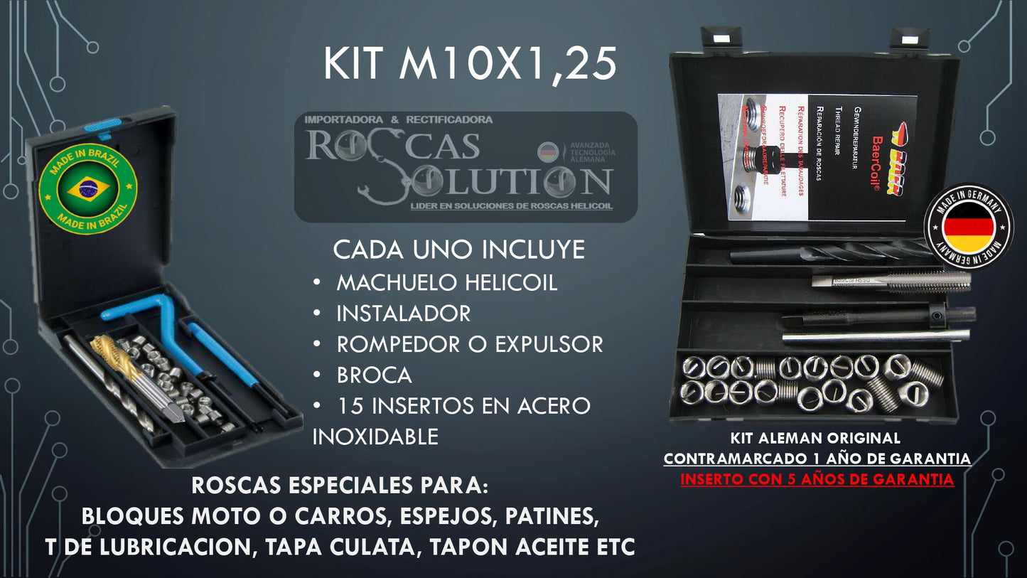 REPARADOR DE ROSCAS HELICOIL PROFESIONAL X 5 MEDIDAS