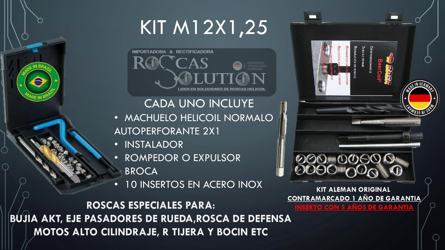REPARADOR DE ROSCAS HELICOIL PROFESIONAL X 5 MEDIDAS