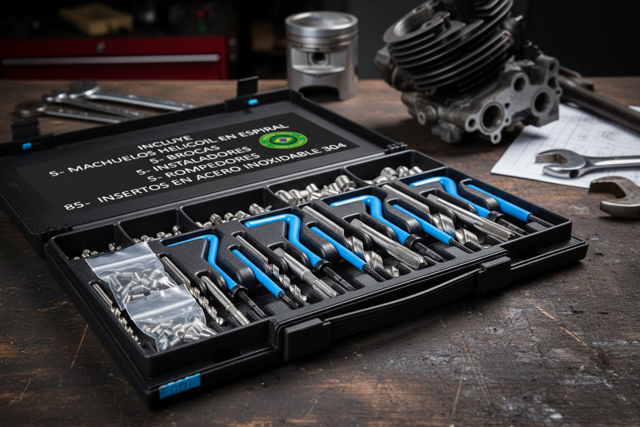 KIT REPARADOR DE ROSCAS HELICOIL PROFESIONAL PARA CARROS