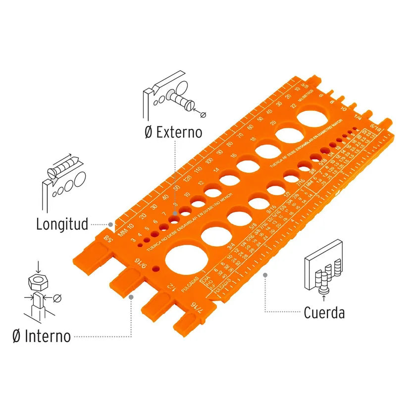GRATIS Regla Calibradora de Tuercas y Tornillos 22 cm Truper profesional